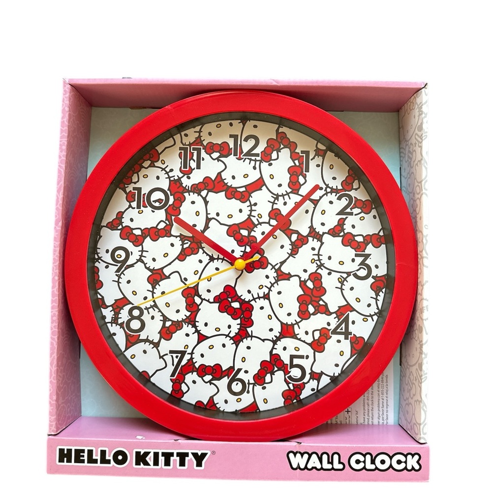 Hello Kitty Red Wall Clock 10in